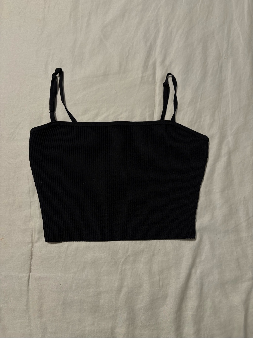 Babaton Black Ribbed Cami Crop Top